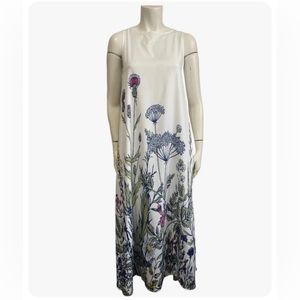 Summer white botanical floral sleeveless A-line maxi dress Womens XXL NWT